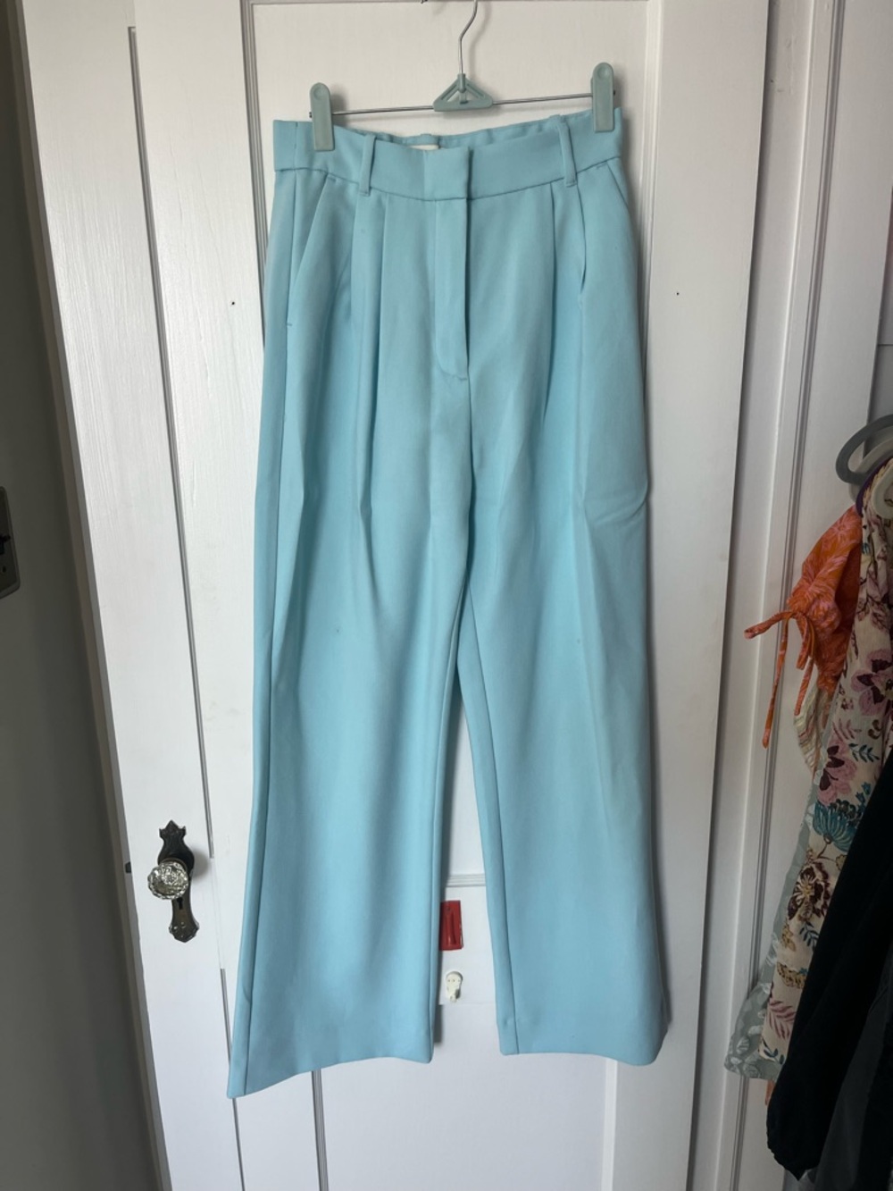 Abercrombie & Fitch Pastel Blue High-Rise Wide Leg Trousers
